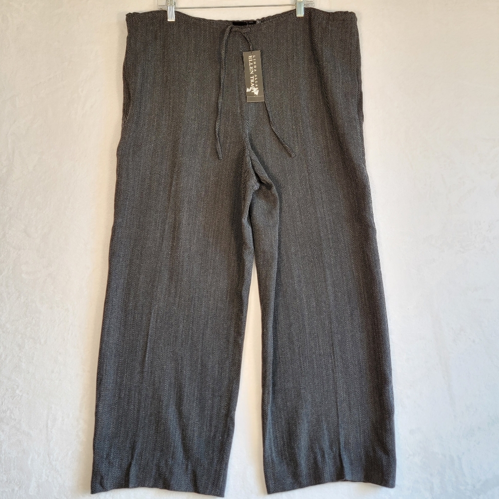 Linda Allard Ellen Tracy Wide Leg Drawstring Waist Pants in Charcoal, Size 12